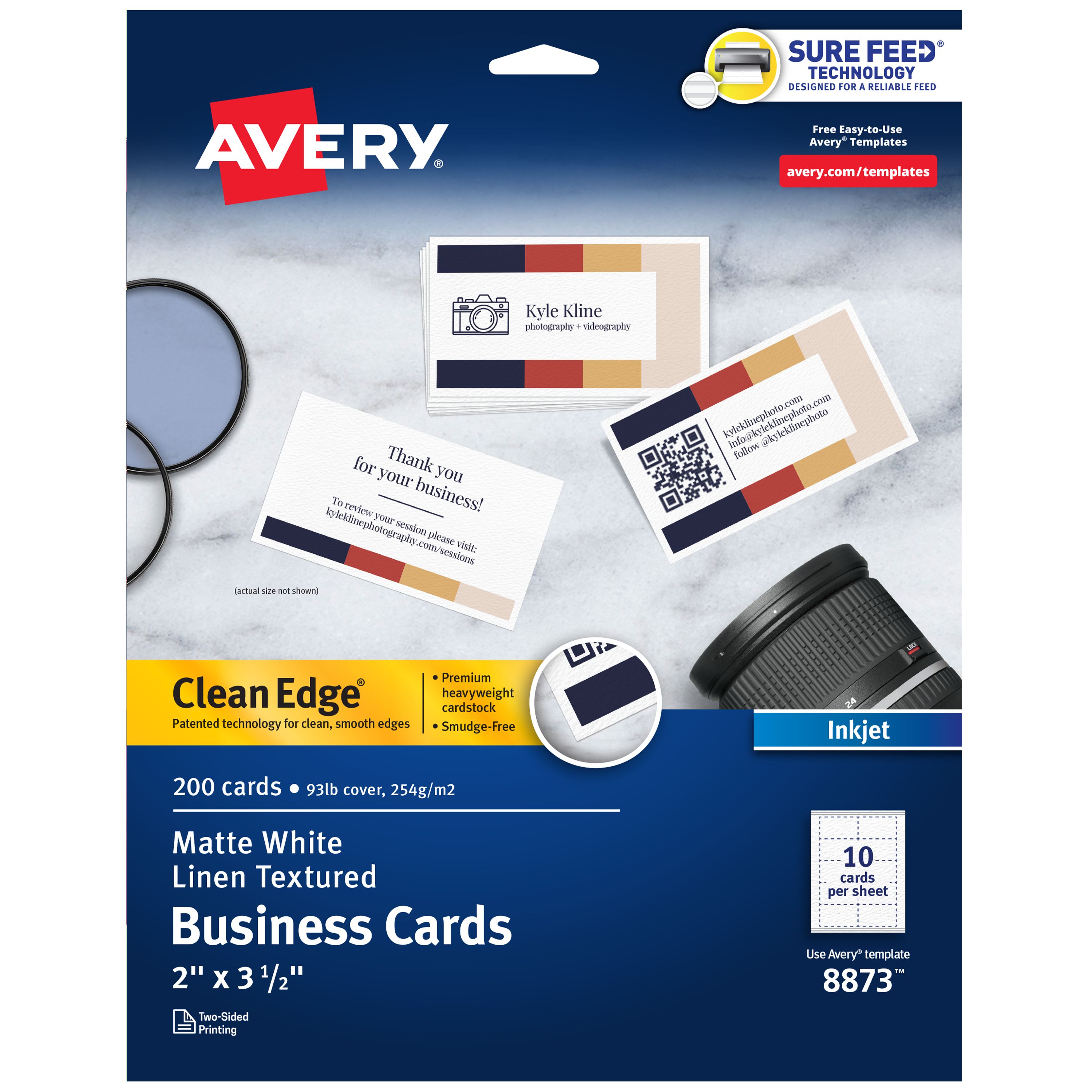 Clean Edge® Printable Business Cards, Textured White 8873 | Avery